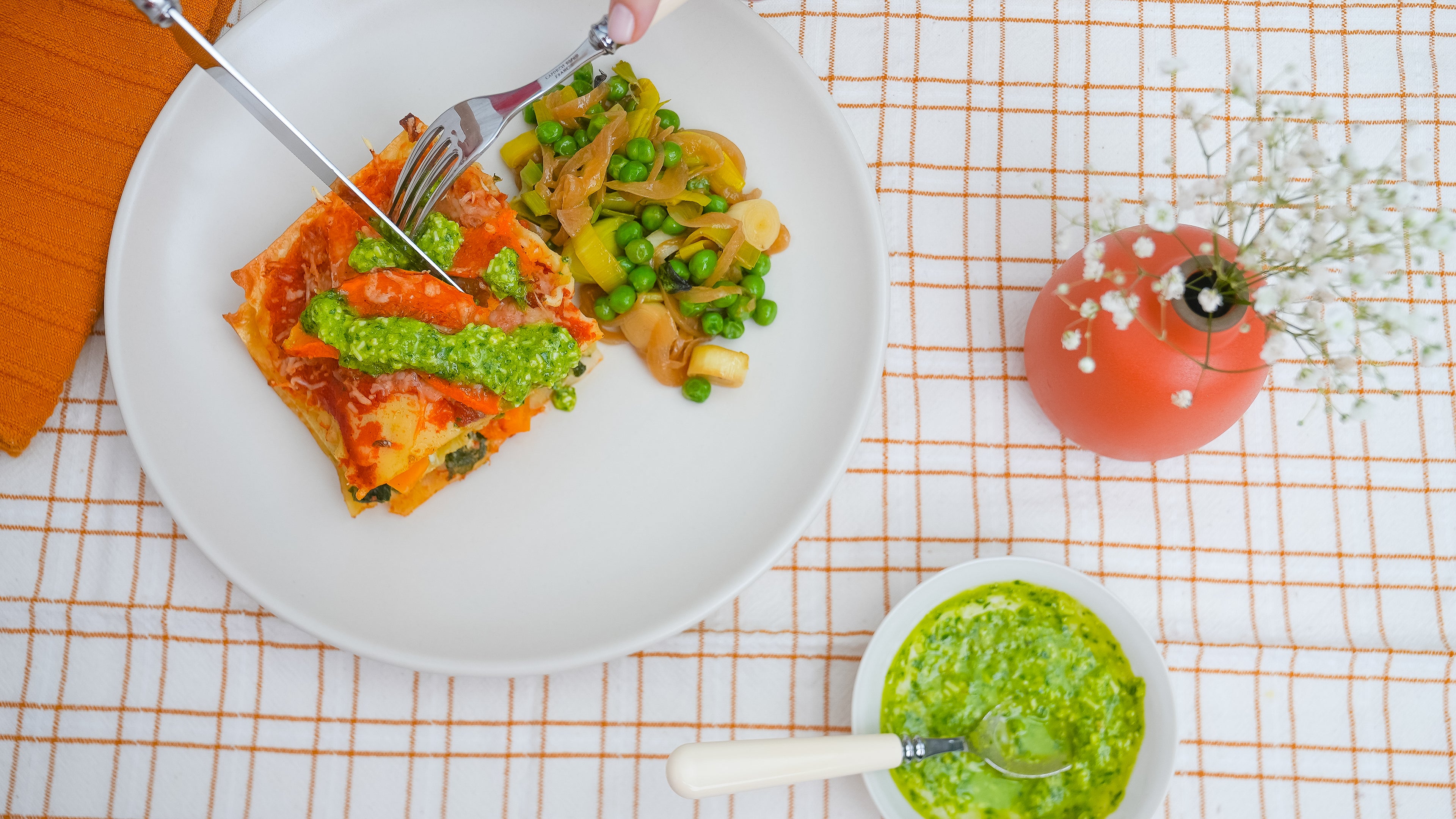 Harvest Lasagna from Kitchenette, a Santa Barbara based food service that delivers flavorful family-style dinners to your freezer. 
