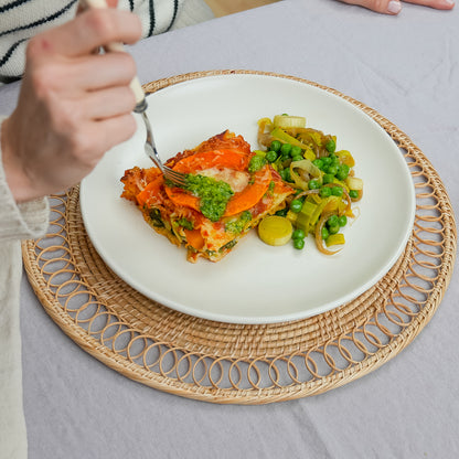 Harvest Lasagna with brown rice pasta, delicate butternut squash, creamy gournay greens, and slow roasted tomatoes from Kitchenette, a Santa Barbara based family meal delivery service.